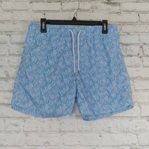 Troops of Tomorrow Mens Swim Trunks Small Blue White Mesh Lining Shorts